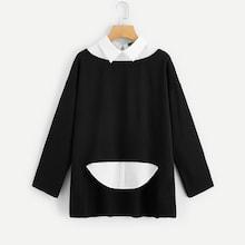 Shein Contrast Collar And Hem Sweatshirt