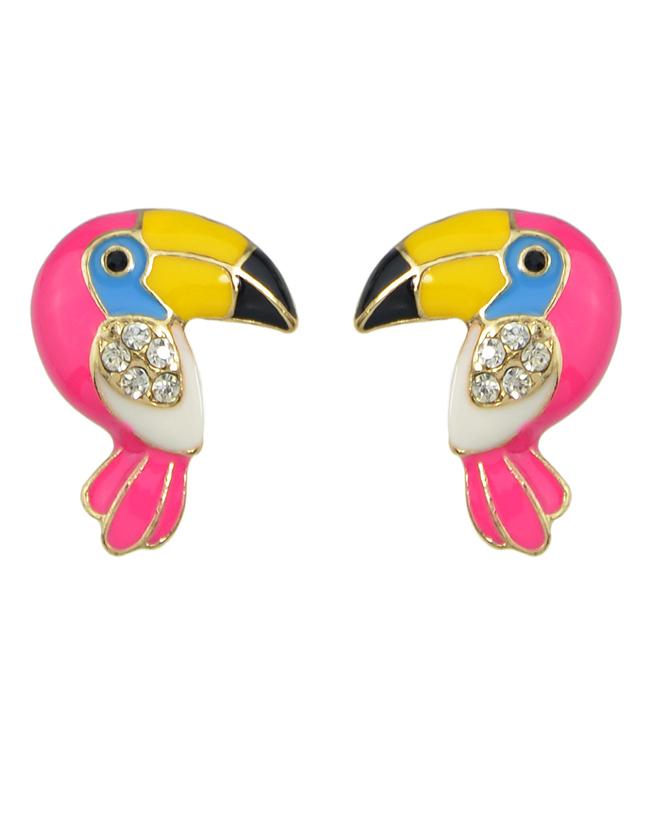 Shein New Fashion Colorful Enamel Cute Parrot Shape Fancy Stud Earrings