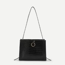 Shein Ring Detail Crocodile Pattern Pu Shoulder Bag