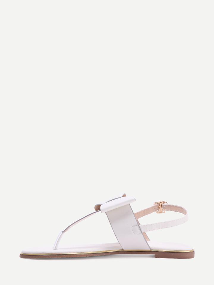 Shein White Bow Tie Thong Sandals