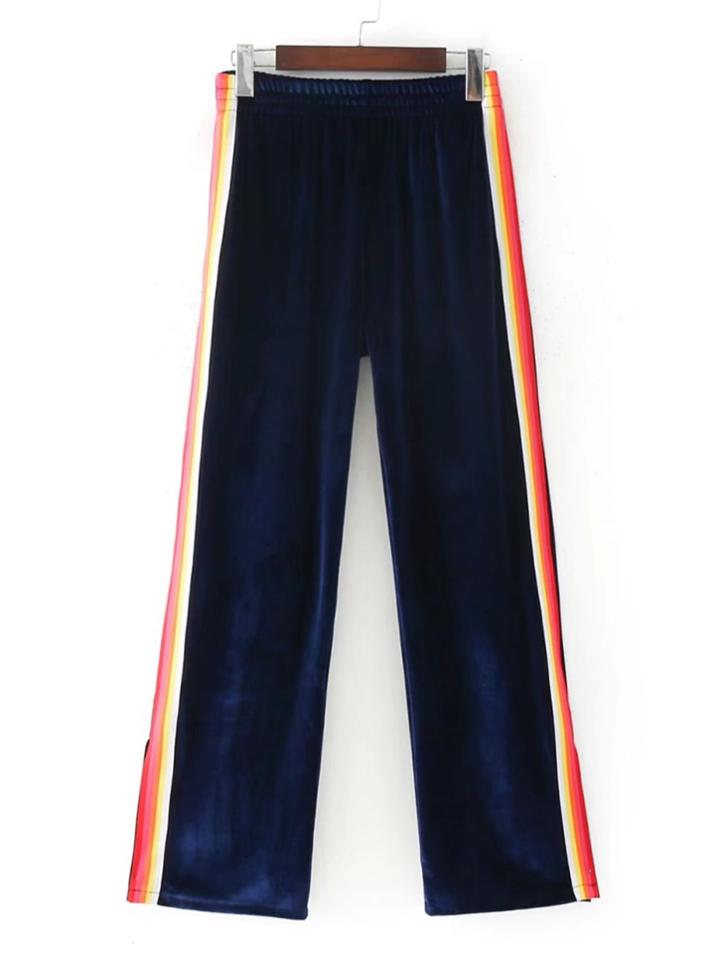 Shein Colorblock Tape Velvet Pants