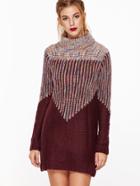 Shein Color Block Turtleneck Sweater Dress