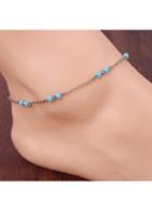 Rosewe Artificial Blue Pearl And Metal Chain Anklet