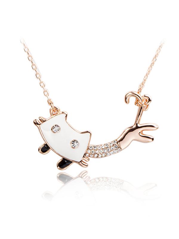 Shein Cat Shaped Crystals Necklace