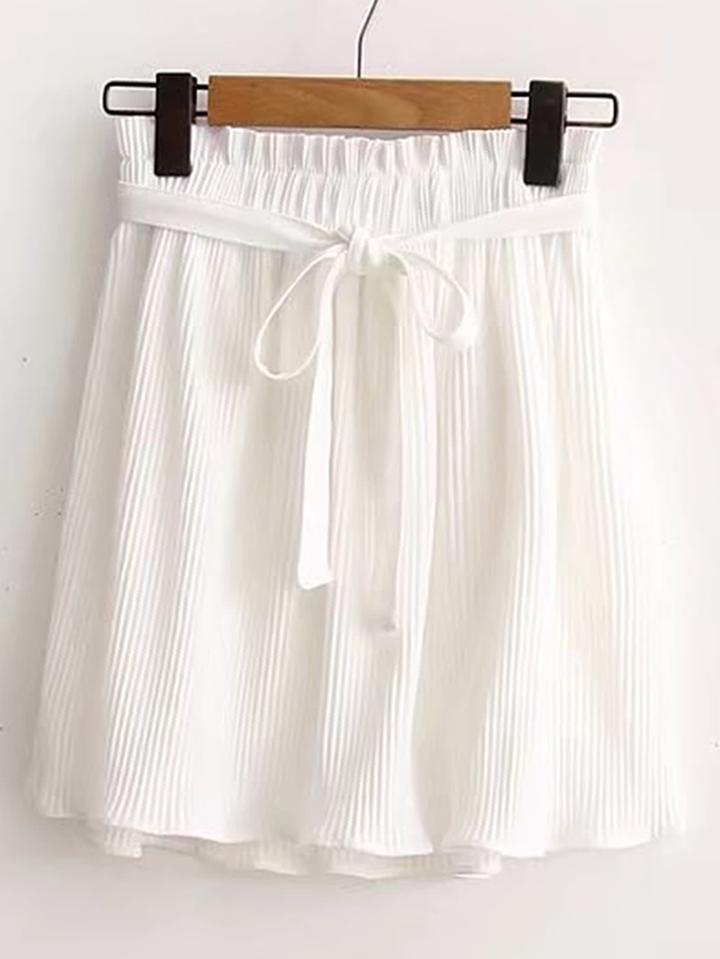 Shein Tie Waist Pleated Skirt