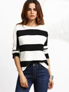 Shein Contrast Wide Stripe Drop Shoulder T-shirt