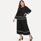 Shein Plus Contrast Binding Top & Culotte Pants Set