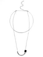 Shein Silver Layered Geometric Pendant Choker Necklace