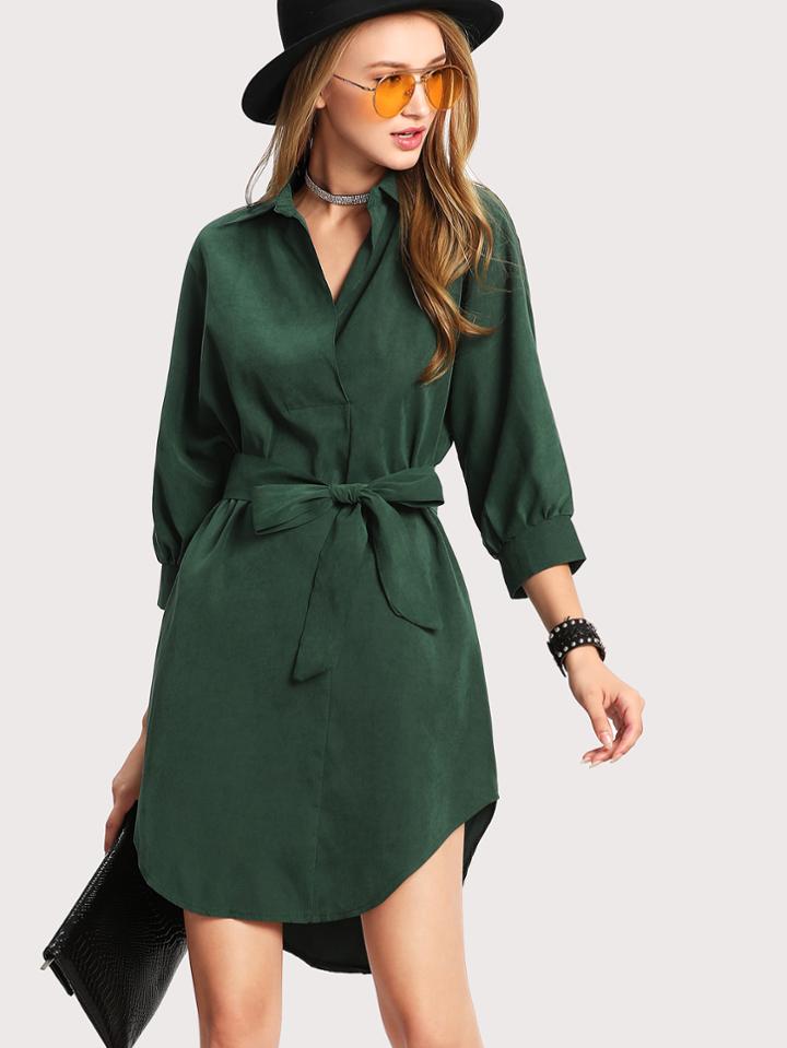 Shein High Low Curved Hem Shirt Dress