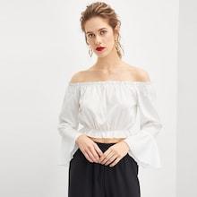 Shein Bell Sleeve Crop Bardot Blouse