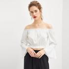 Shein Bell Sleeve Crop Bardot Blouse