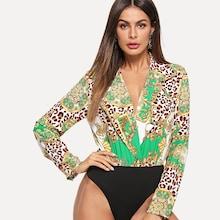 Shein Mixed Print Blouse Bodysuit