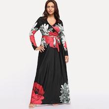 Shein Plus Flower Print Wrap Maxi Dress