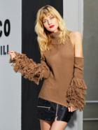 Shein Fringe Sleeve Open Shoulder Sweater