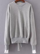 Shein Grey Open Back Drop Shoulder Sweatshirt With Tie