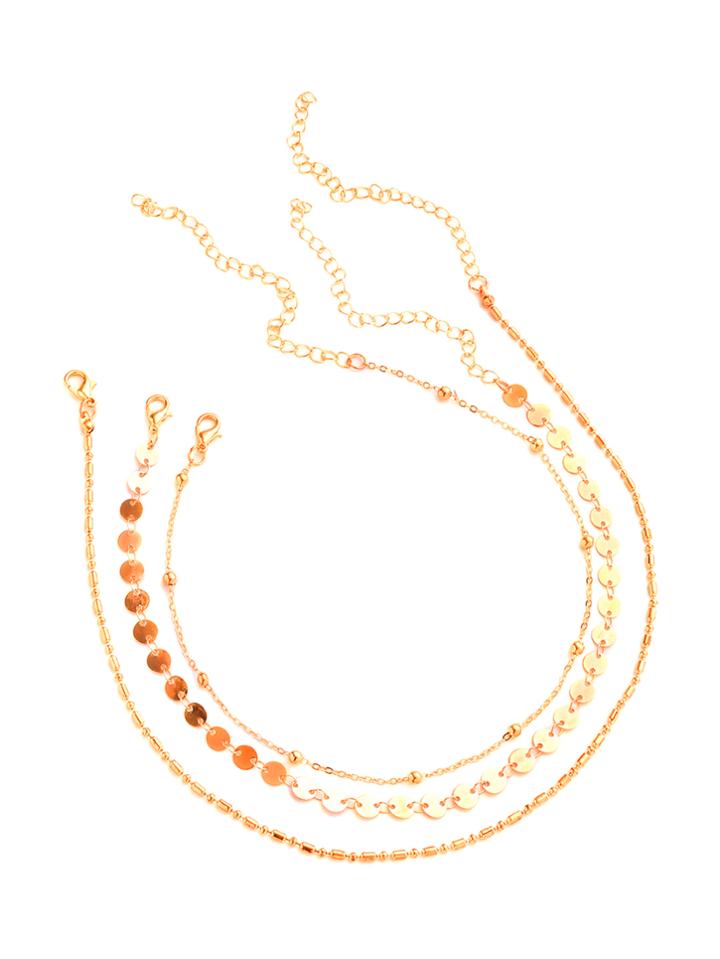 Shein Sequin & Beaded Chain Necklace Set