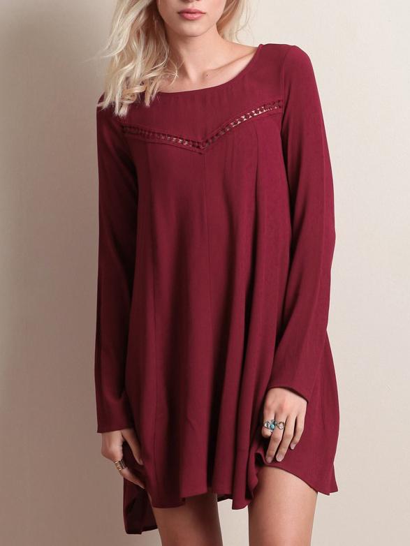 Shein Red Eyelet Cut Out Back Shift Dress