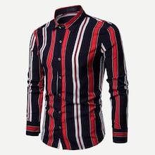 Shein Men Color Block Vertical-striped Shirt