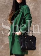 Shein Green Long Sleeve Lapel Pockets Coat