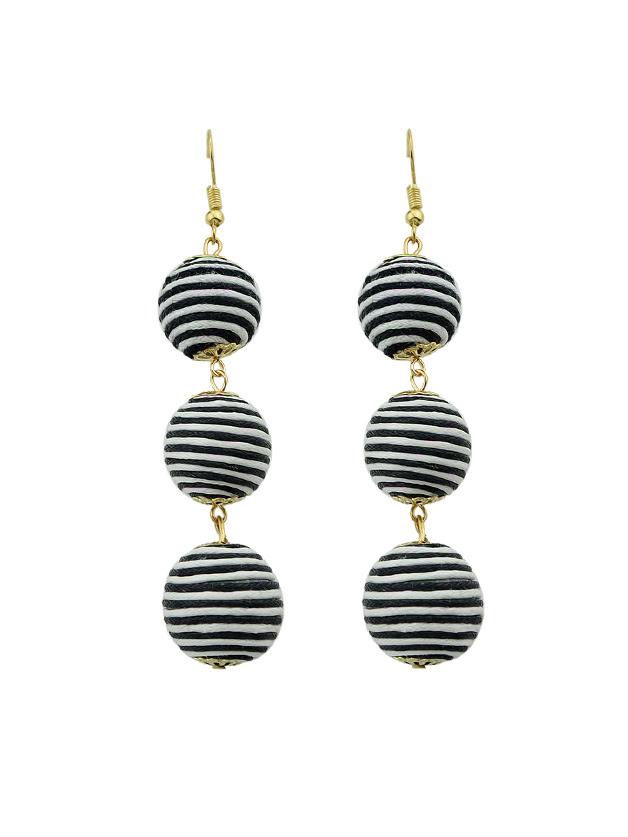 Shein Stripe Long Chain Ball Pattern Dangle Earrings