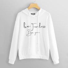 Shein Drop Shoulder Be Fearless Print Hoodie