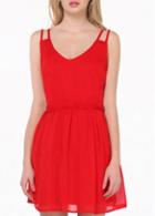 Rosewe Pretty Spaghetti Strap Design Shiny Red Dress For Woman