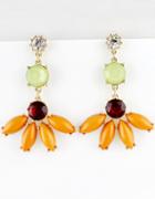 Shein Orange Green Gemstone Gold Bead Earrings