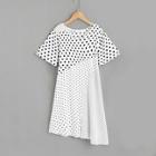 Shein Girls Cut And Sew Asymmetrical Hem Dot Dress