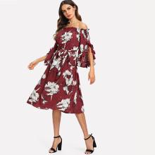 Shein Exaggerated Ruffle Sleeve Off Shoulder Floral Dress