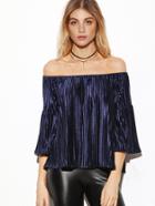 Shein Off Shoulder Flute Sleeve Pleated Top