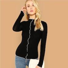 Shein Contrast Binding Mock-neck Tee