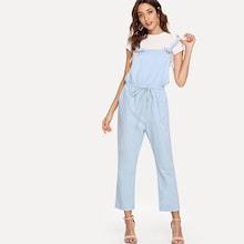 Shein Solid Drawstring Waist Jumpsuit