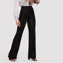 Shein Zip Back Straight Leg Velvet Pants