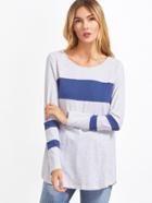 Shein Color Block Striped Sleeve T-shirt