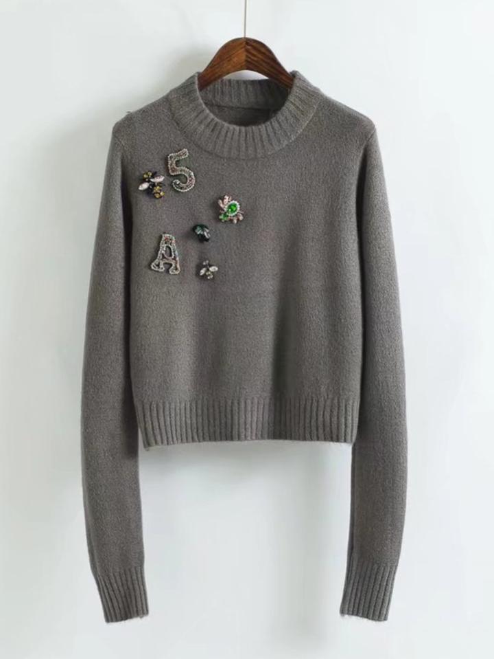 Shein Rhinestone Detail Jumper Sweater
