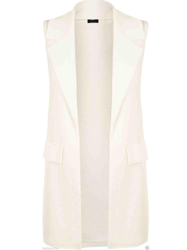 Shein White Lapel Sleeveless Casual Blazer