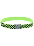 Shein Checkboard Print Flip-top Buckle Blue Canvas Belt