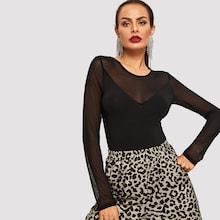 Shein Mesh Yoke Fitted Tee