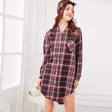 Shein Plaid Button Up Shirt Dress With Headband