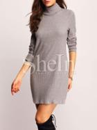 Shein Grey High Neck Ribbed Dress