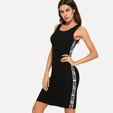 Shein Contrast Letter Tape Tank Dress