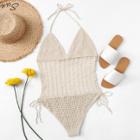 Shein Hollow Out Crochet Halter Swimsuit