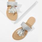 Shein Plaited Strap Tassel Detail Toe Post Sandals