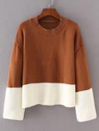 Shein Two Tone Ripped Knit Sweater