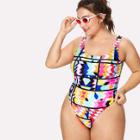 Shein Plus Geometric Pattern Colorblock Swimsuit
