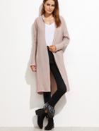 Shein Apricot Shawl Collar Eyelet Longline Cardigan