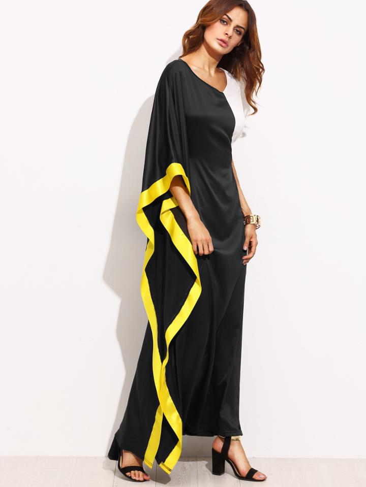 Shein Multicolor V Neck Asymmetrical Maxi Dress