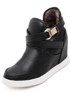 Shein Black Casual Buckle Strap Boots