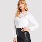 Shein Contrast Lace Cut Out Back Blouse
