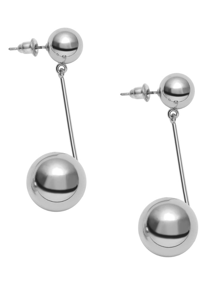 Shein Silver Plated Metal Ball Drop Earrings